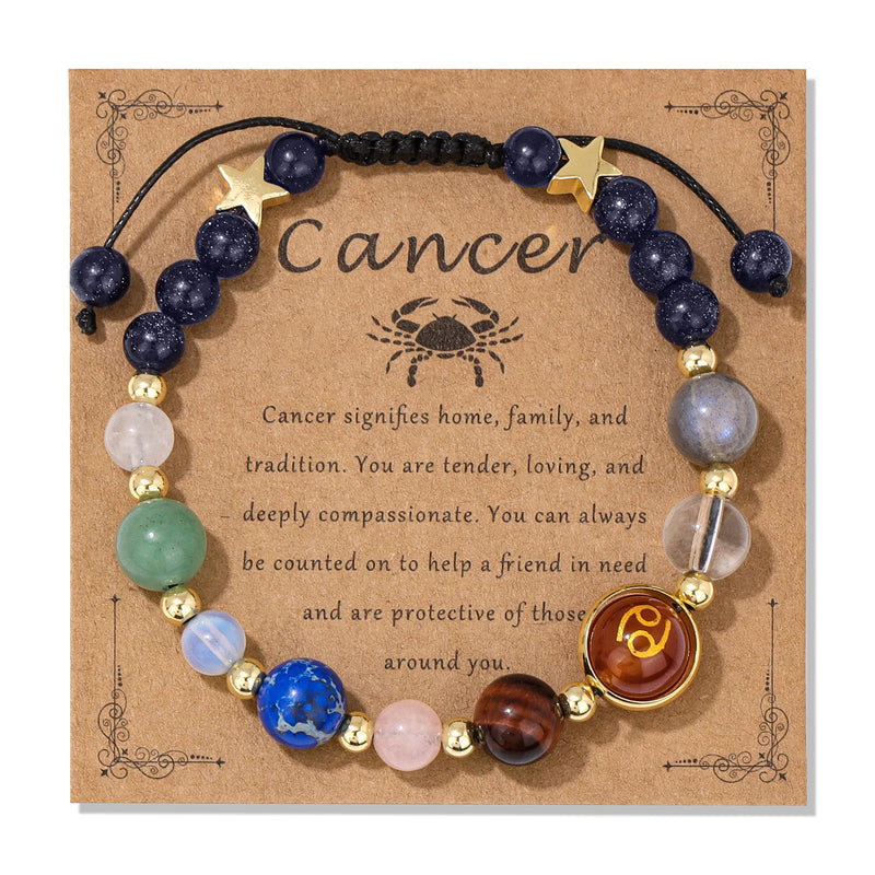 12 Zodiac Signs Natural Stone Bracelet