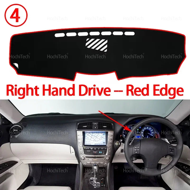 Right Hand Drive Red Edge Anti-Slip Dashboard Cover for Lexus IS series vehicles
