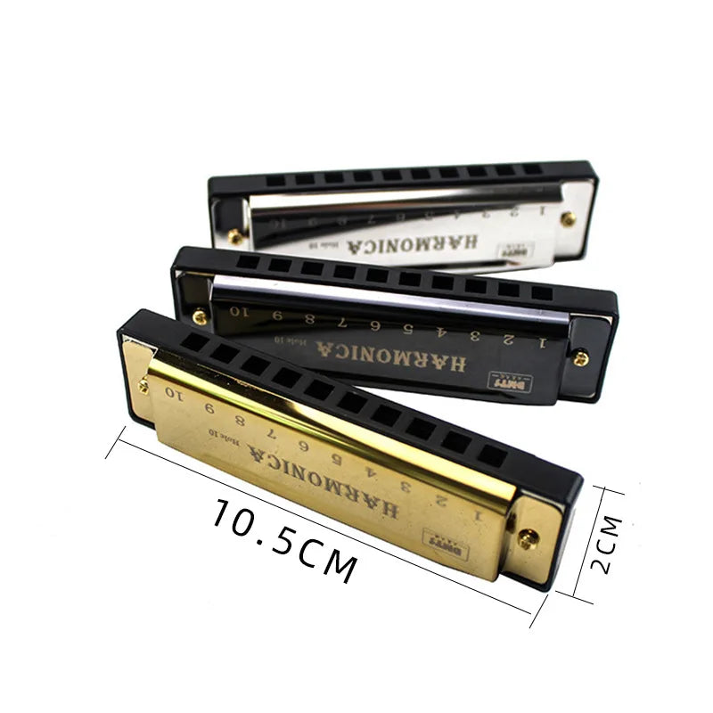 10-Hole Chromatic Harmonica in C - Beginner-Friendly with Carry Case