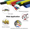 Assortment kit of heat shrink tubing for wire protection showing various colors and applications like repair, insulation, and