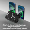 A black magnetic wireless power bank is shown next to a smartphone, illustrating fast charging capability.