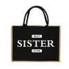 Vintage Jute Shopping Tote Bag with Waterproof Lining