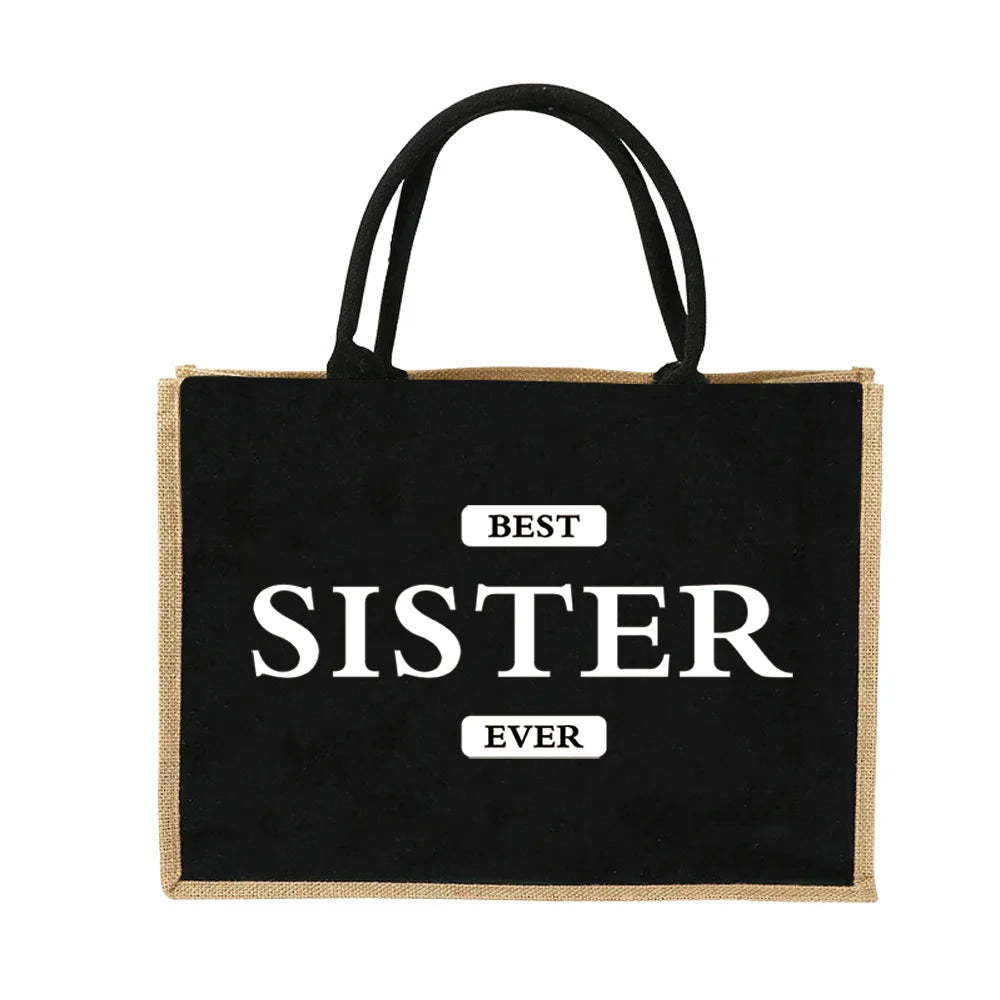Vintage Jute Shopping Tote Bag with Waterproof Lining