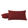 A pair of solid maroon microfiber pillowcases with envelope closure.