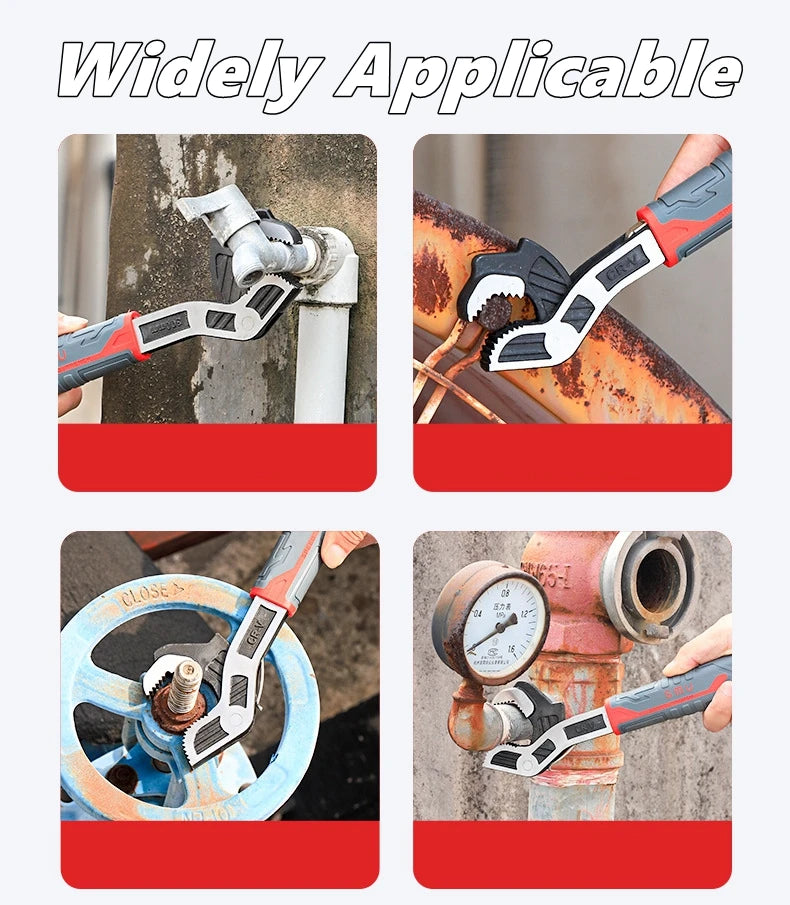 Self-Locking Adjustable Wrench with Quick-Release Mechanism