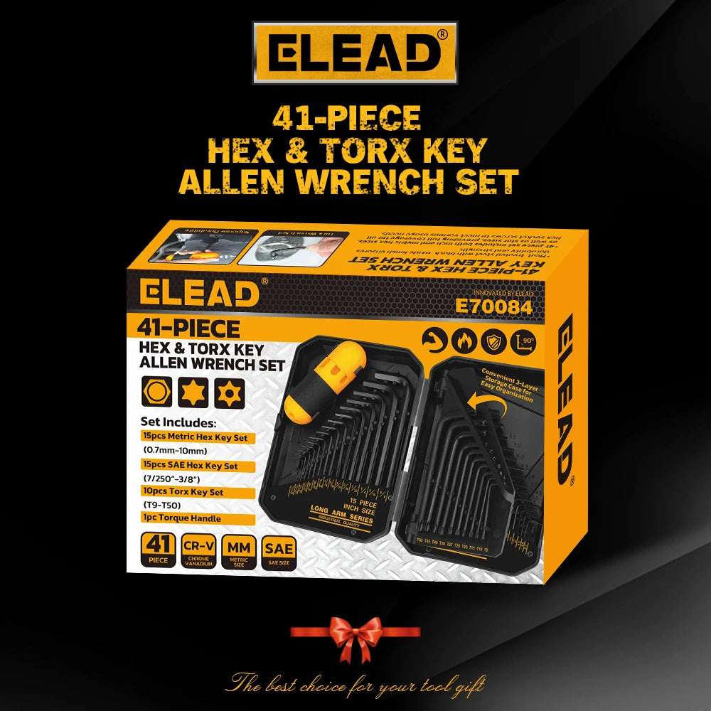 41-Piece Hex and Torx Key Set with Ratchet Handle and Storage Case