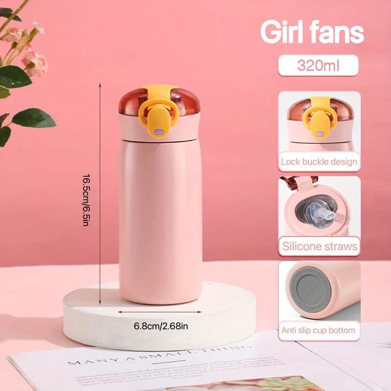 Minimalist Insulated Water Bottle with Pop-Up Straw Lid