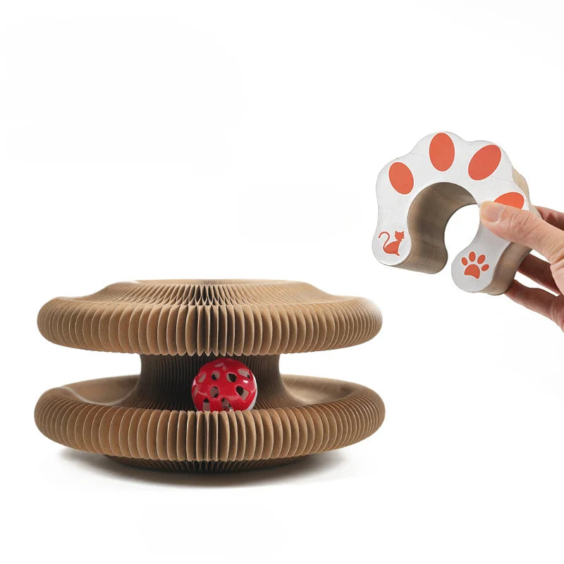 Foldable Cat Scratcher with Bell & Interactive Ball