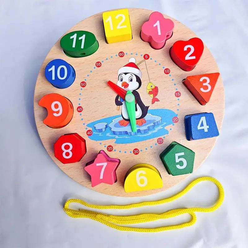 Wooden Shape & Number Sorting Clock Puzzle for Early Learning