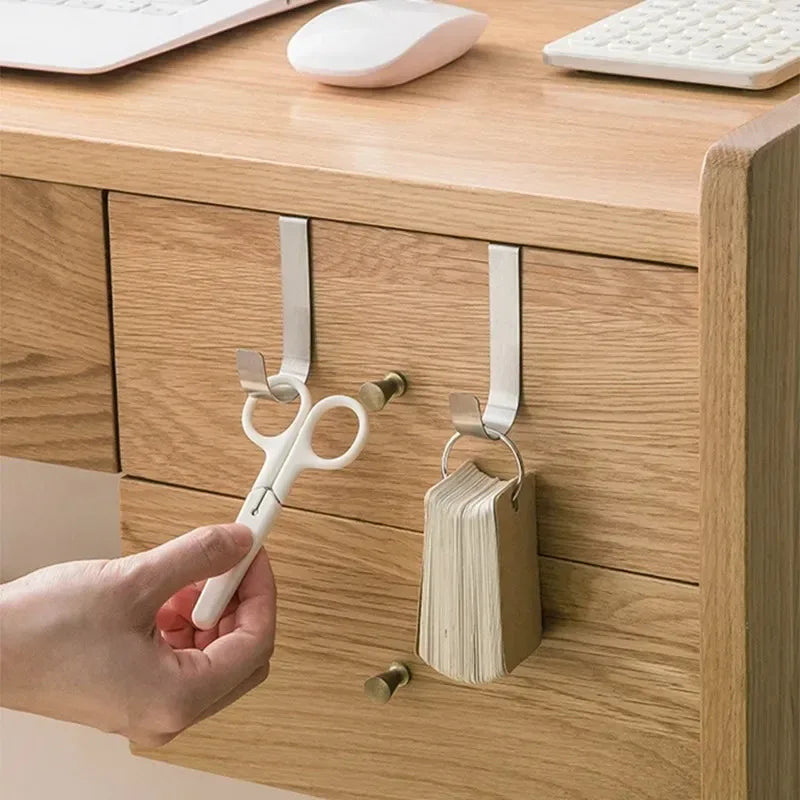 Stainless Steel Over-the-Door Hooks for Kitchen and Bathroom Storage