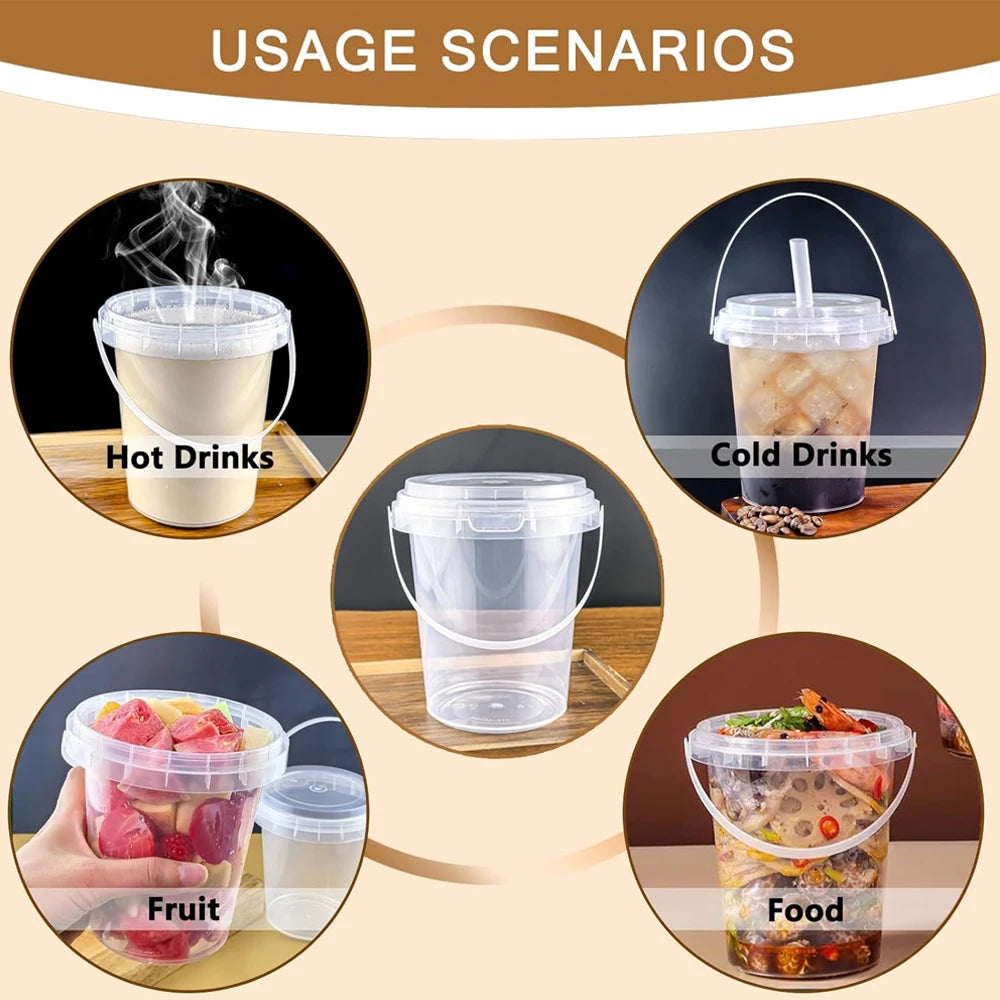 Disposable Plastic Cups with Lids and Straws for Iced Coffee, Smoothies, and Party Drinks
