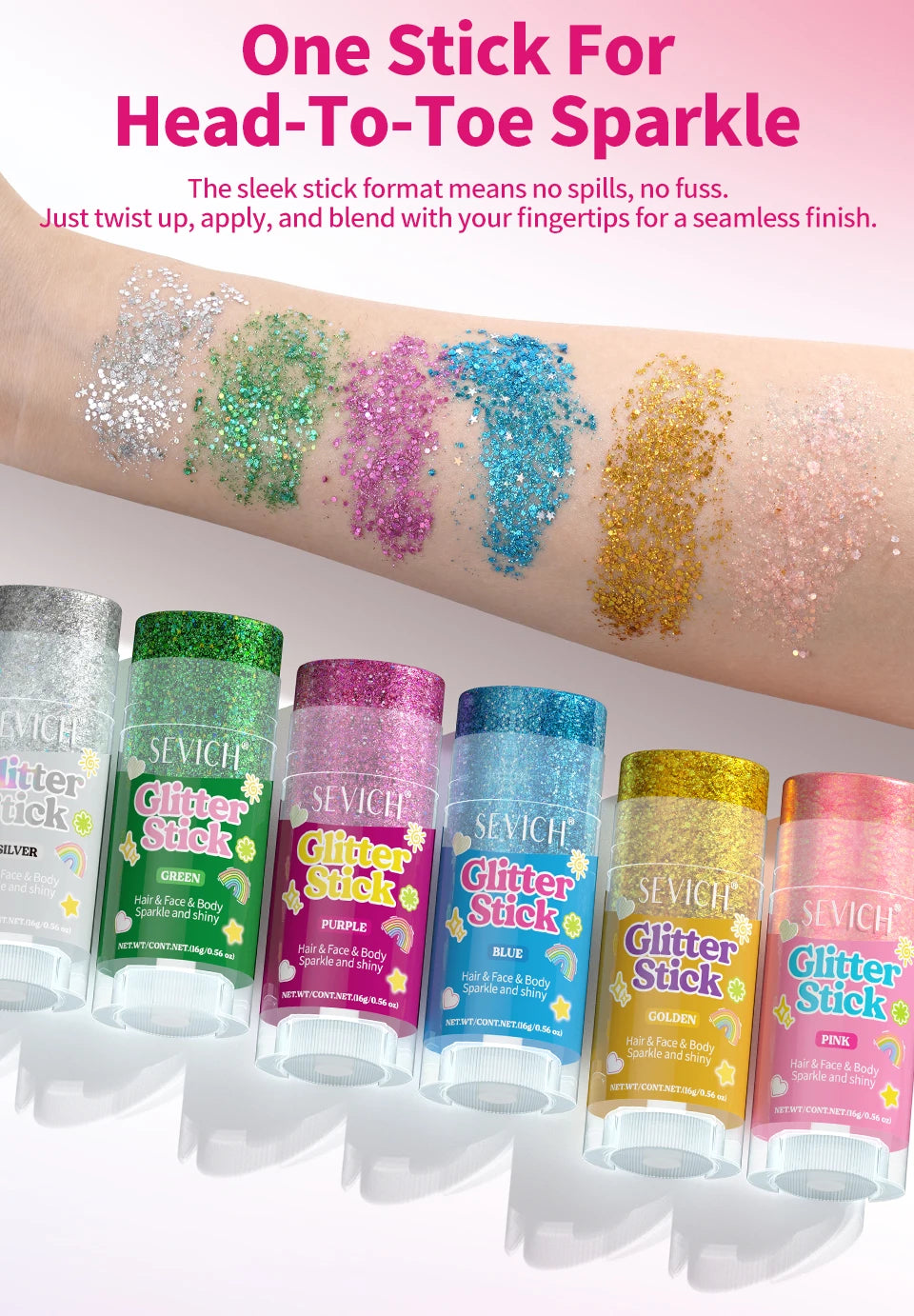 Mermaid Glitter Gel Stick for Face, Hair & Body
