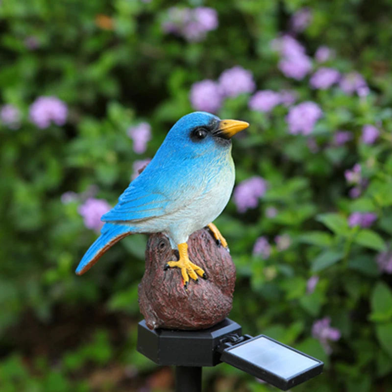 Solar-Powered Resin Bird Garden Stake Light