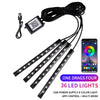 A set of 36 LED lights for car interior ambient lighting with USB power supply and app control