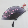 Vintage Floral Hand Fan with Cherry Blossom Artwork