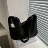 Women's Corduroy Shoulder Bag with Zipper Closure