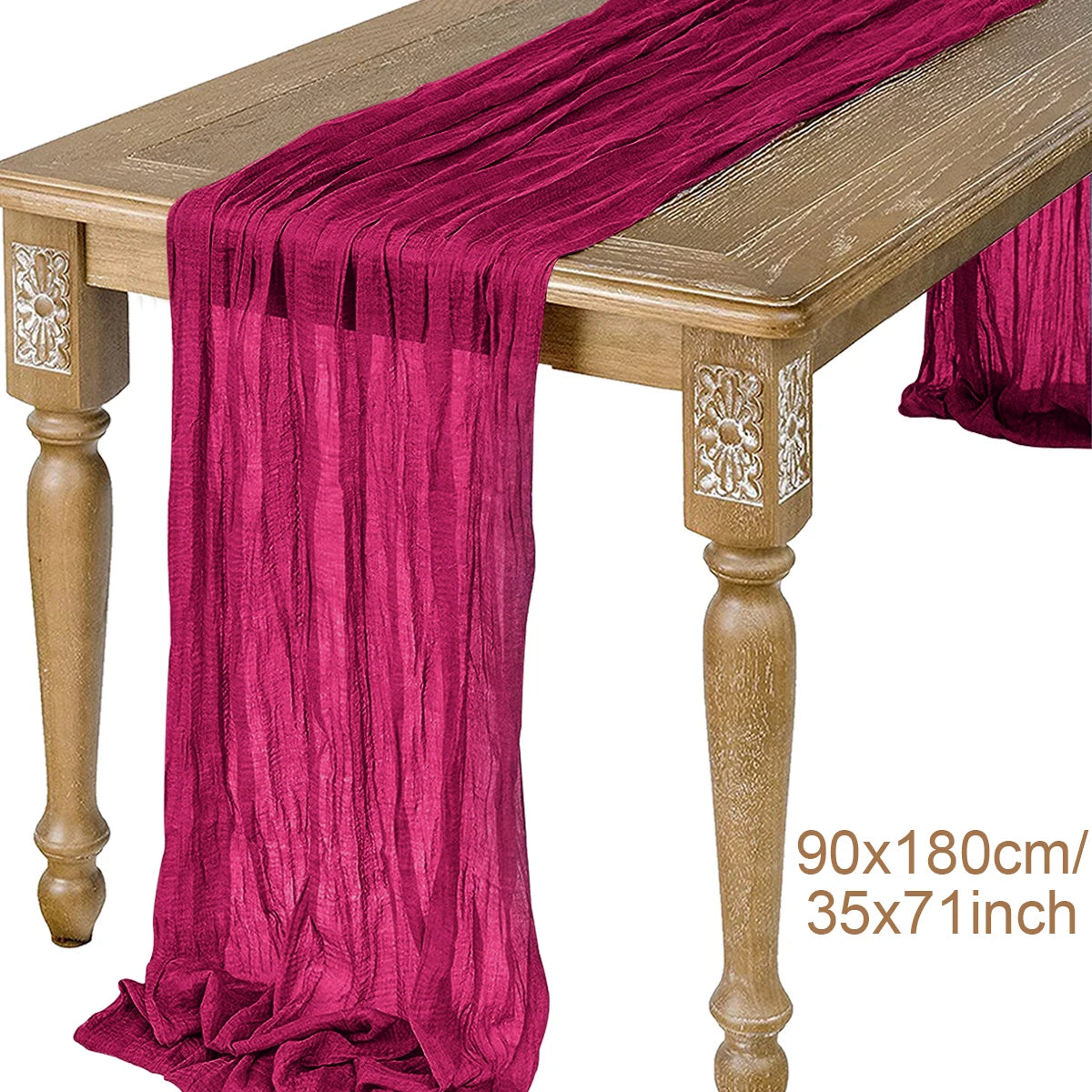 Semi-Sheer Gauze Table Runner in Sage