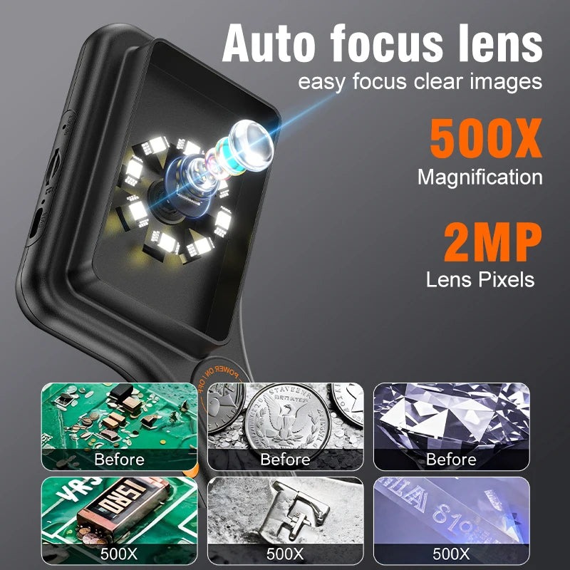 Microscopio Digital Portátil con Pantalla de 3" y Enfoque Automático