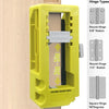 Yellow precision door hinge installation jig with various round and square hinge templates