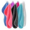 A set of five reusable makeup remover cloths in various bright colors including pink, purple, teal, and gray.
