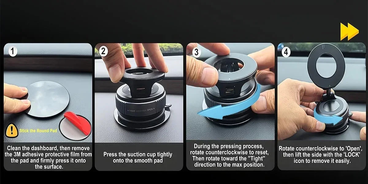 Foldable Magnetic Car Phone Mount with 360° Rotation