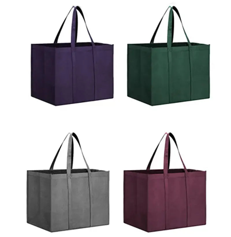 Reusable Non-Woven Grocery Tote Bags, 6-Pack Foldable Shopping Bags with Long Handles
