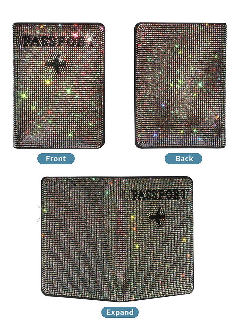 Crystal Rhinestone Passport & Card Holder Case