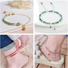 Handwoven Crystal Anklet with Natural Stone Charms