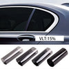 Rolls of clear window tint film for automotive use with a percentage discount label