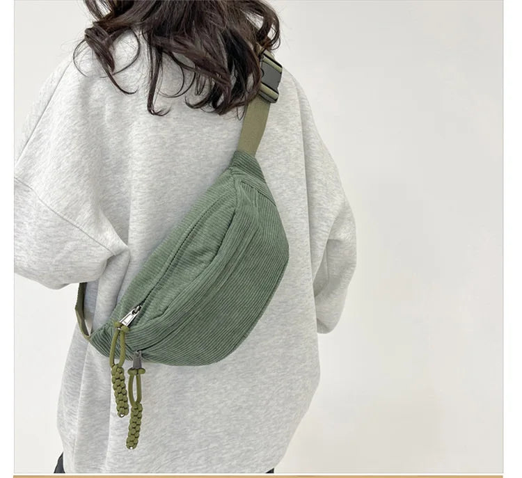 Corduroy Waist Pack for Women – Versatile Crossbody & Shoulder Bag