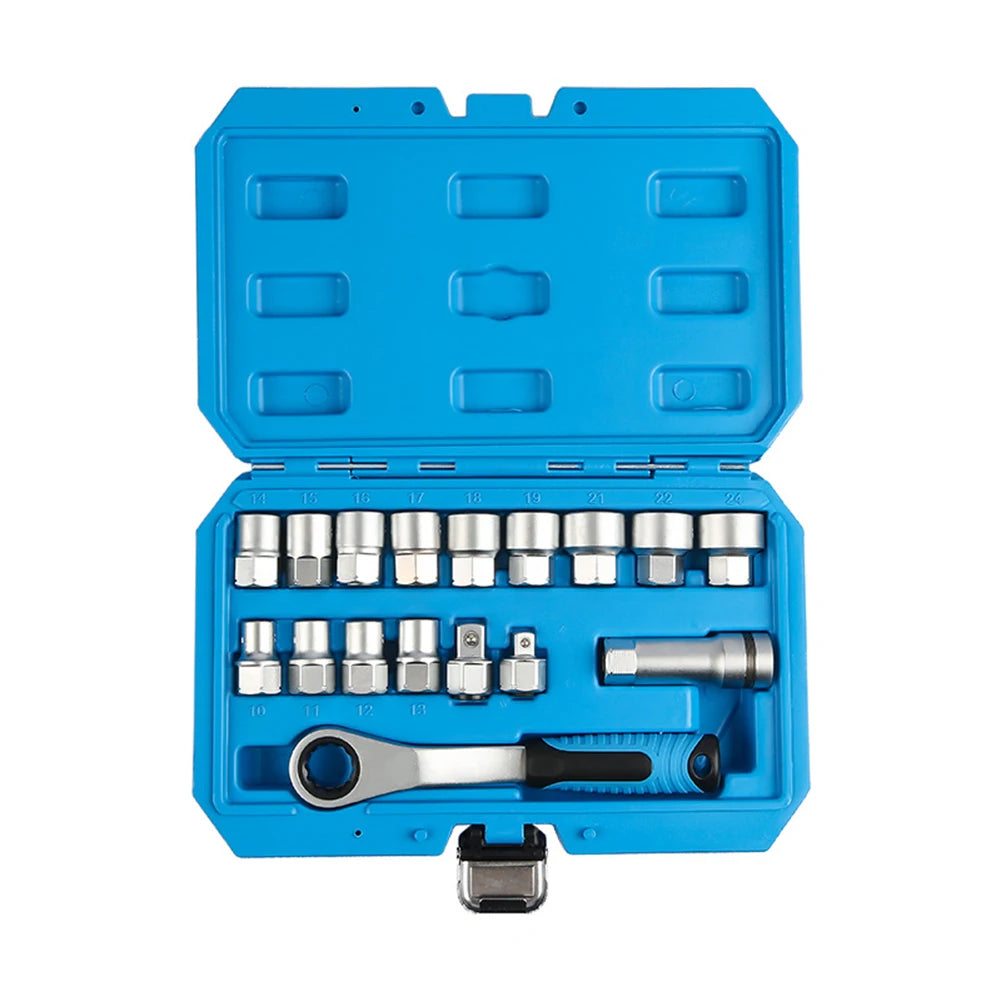 17-Piece Pass-Through Socket Set with Reversible Ratchet