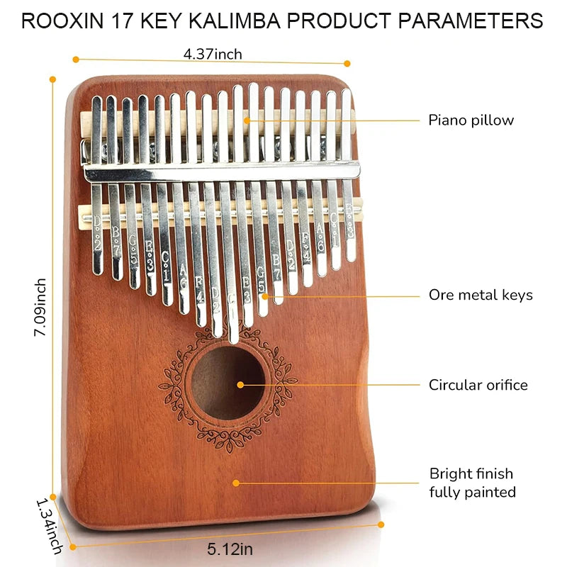 Mahogany Kalimba Thumb Piano with Tuning Kit
