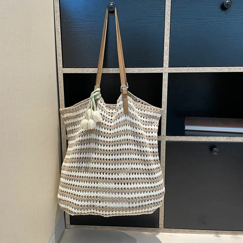 Hand-Knitted Cotton Tote Bag