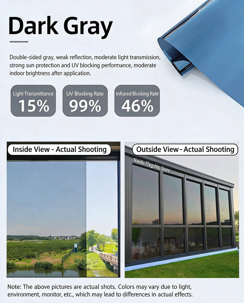 One-Way Mirror Window Film for Privacy & Heat Reduction