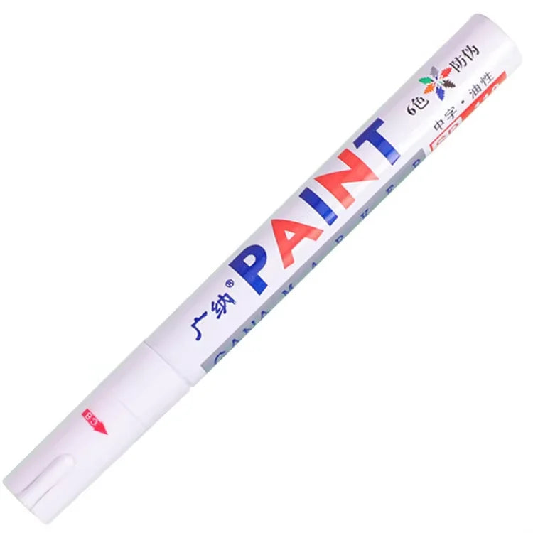 A white touch-up pen for car scratch repair with six colors available.