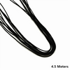 A bundle of black 1mm elastic stretchy cord for jewelry making, measuring 4.5 meters long.