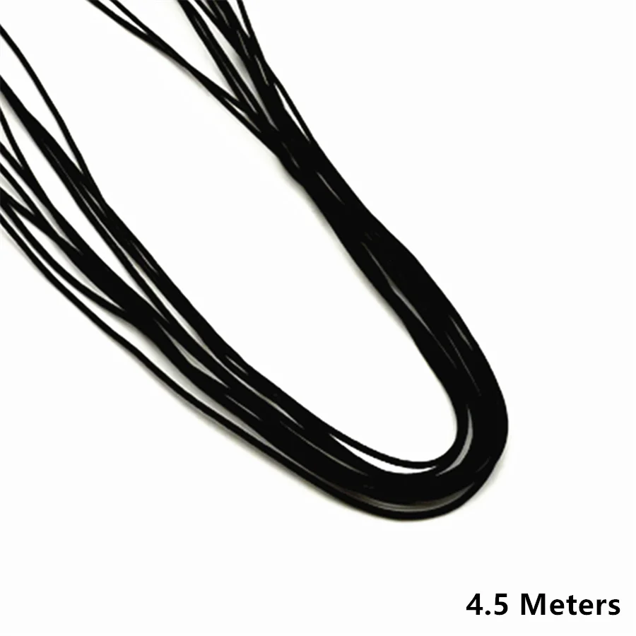 A bundle of black 1mm elastic stretchy cord for jewelry making, measuring 4.5 meters long.