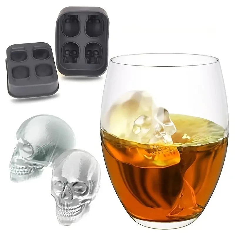 Skull and Diamond Silicone Ice Cube Mold Tray with Lid