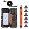 A set of precision rechargeable electric screwdrivers and accessories for electronics repair