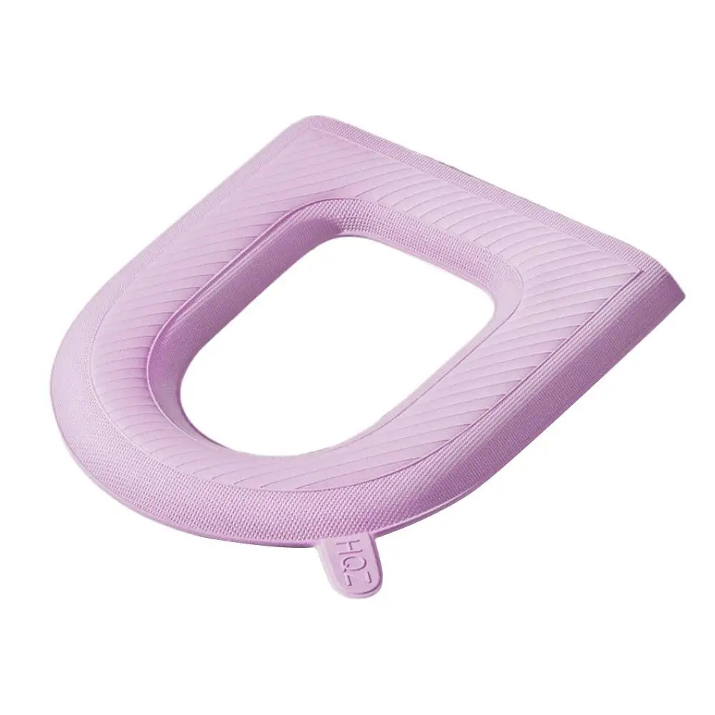 A light purple soft EVA toilet seat cover with a textured pattern.