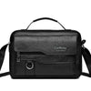 Black retro faux leather crossbody bag with a leather strap and silver hardware