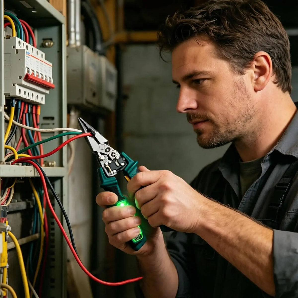 Multifunctional Wire Stripping Pliers with Digital Voltage Tester