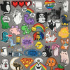 A collection of colorful embroidered iron-on patches featuring various symbols, including hearts, rainbows, animals, and text