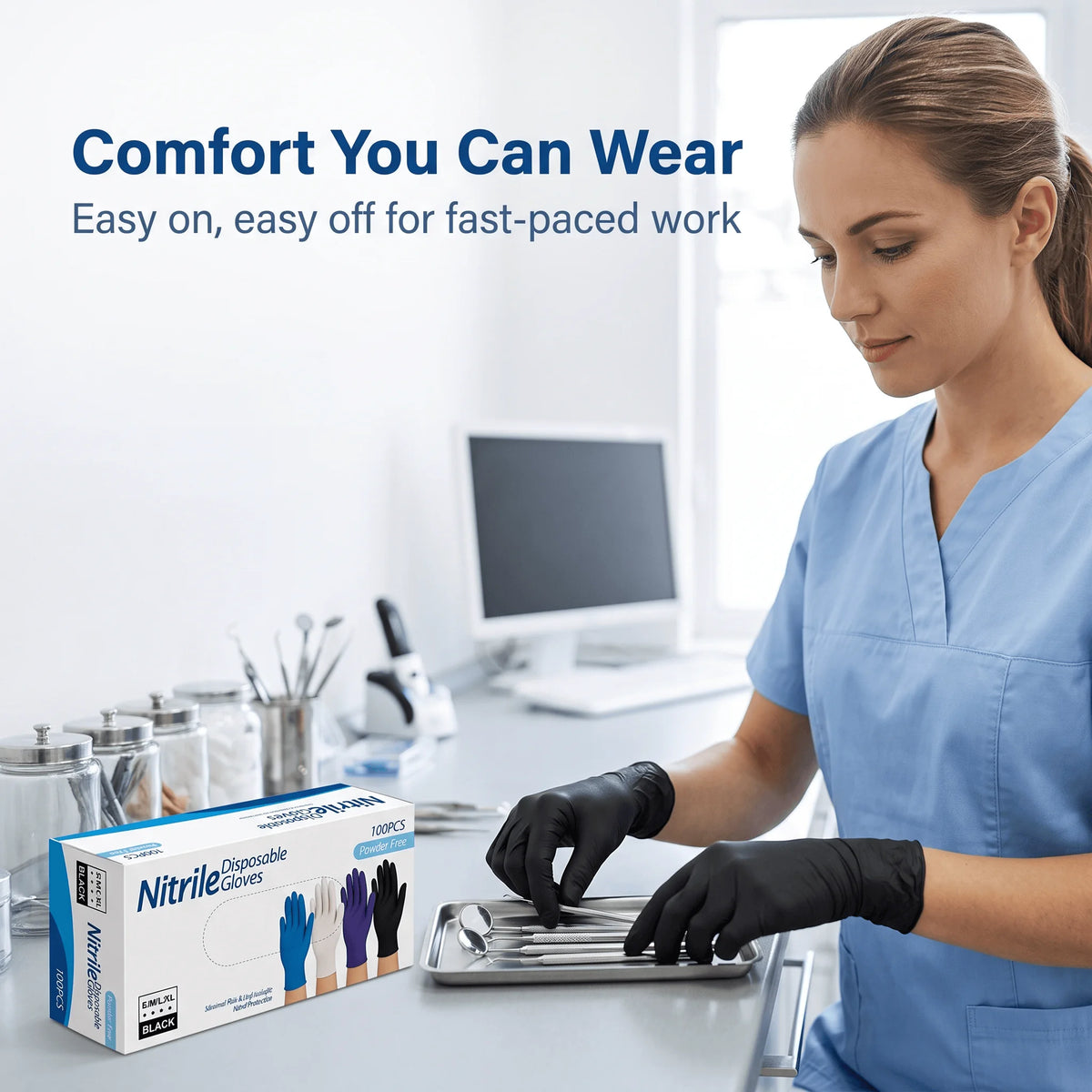 Black Disposable Nitrile Gloves (100-Pack)