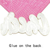 White chenille letter patch for DIY clothing and accessories shown next to a pink ruler.