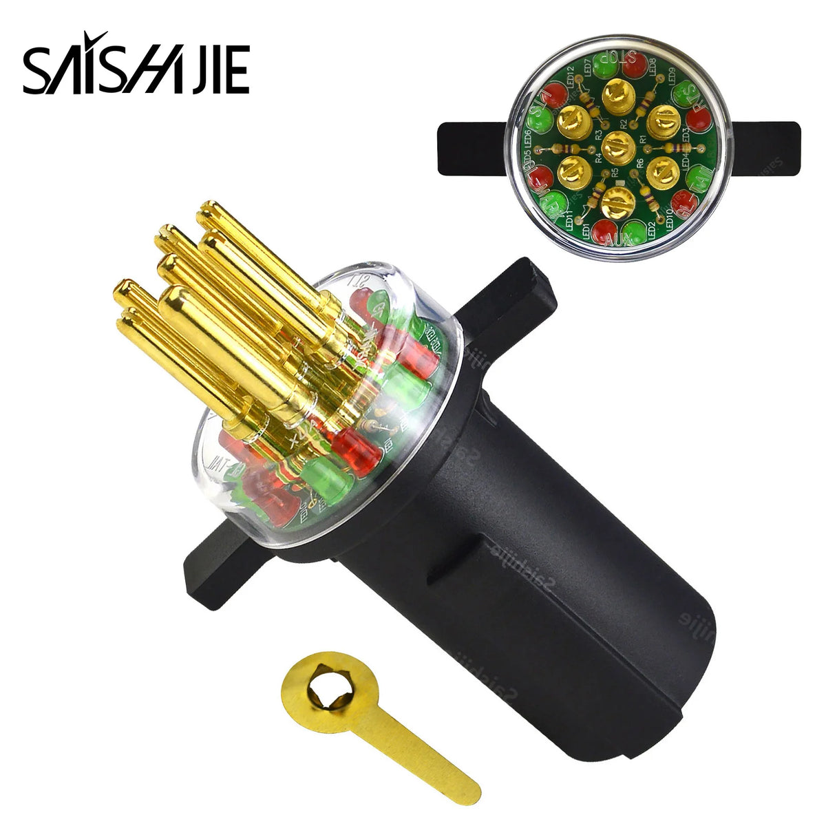 7-Way Round Pin Trailer Circuit Tester for Semi-Trucks