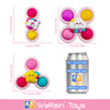 A set of pink suction cup spinner sensory toys for babies and toddlers featuring various colors like yellow, purple, and gree