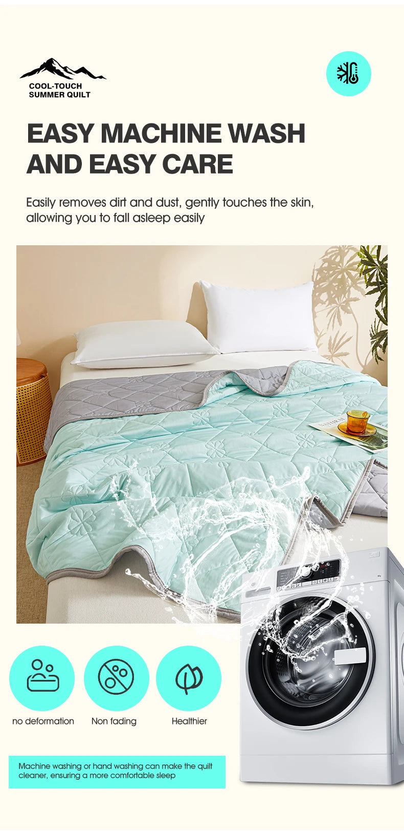 Summer Cooling Blanket with Breathable Polyester Fabric