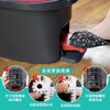 A hand is shown easily replacing the gear mechanism of a dark gray spin mop bucket with an orange replacement kit.