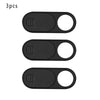 Three black ultra-slim magnetic webcam covers for laptops, tablets, and phones